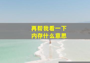 再帮我看一下内存什么意思