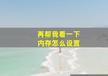 再帮我看一下内存怎么设置