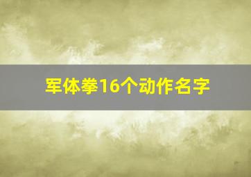 军体拳16个动作名字