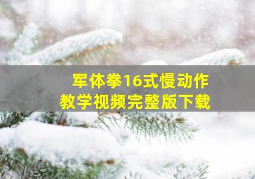 军体拳16式慢动作教学视频完整版下载