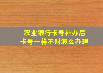 农业银行卡号补办后卡号一样不对怎么办理