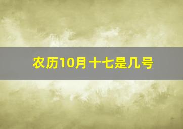 农历10月十七是几号