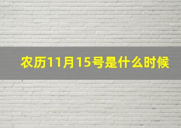 农历11月15号是什么时候