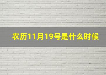 农历11月19号是什么时候