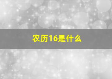 农历16是什么