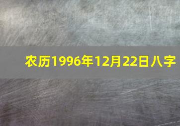 农历1996年12月22日八字