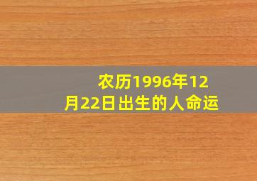 农历1996年12月22日出生的人命运