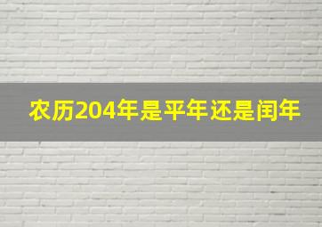 农历204年是平年还是闰年