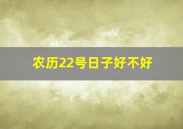 农历22号日子好不好