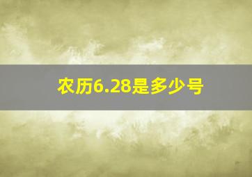 农历6.28是多少号