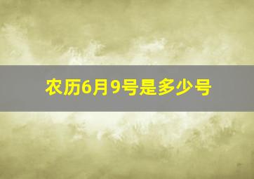 农历6月9号是多少号