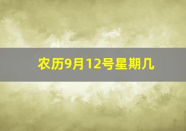 农历9月12号星期几