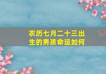 农历七月二十三出生的男孩命运如何