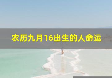 农历九月16出生的人命运