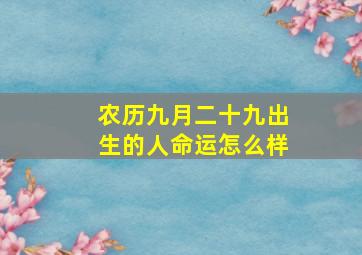 农历九月二十九出生的人命运怎么样