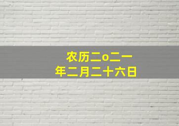 农历二o二一年二月二十六日