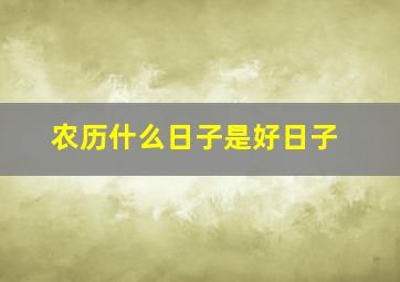 农历什么日子是好日子