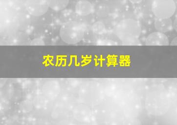 农历几岁计算器