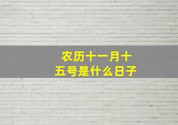 农历十一月十五号是什么日子