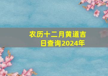 农历十二月黄道吉日查询2024年