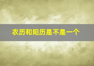 农历和阳历是不是一个