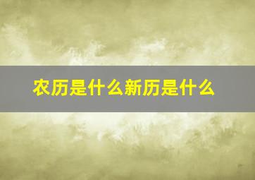 农历是什么新历是什么