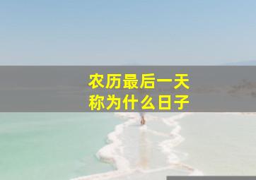 农历最后一天称为什么日子