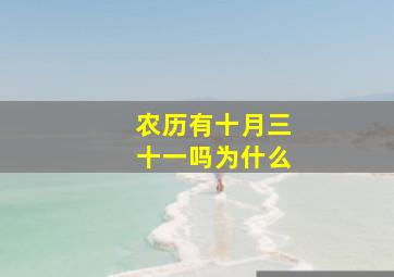 农历有十月三十一吗为什么