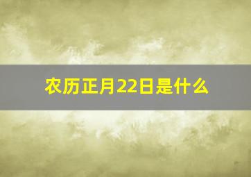 农历正月22日是什么