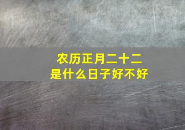 农历正月二十二是什么日子好不好