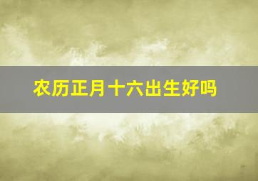 农历正月十六出生好吗