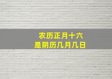 农历正月十六是阴历几月几日