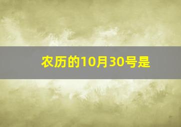 农历的10月30号是