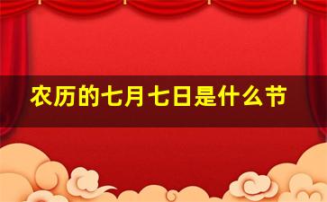 农历的七月七日是什么节