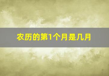 农历的第1个月是几月