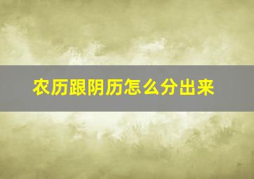 农历跟阴历怎么分出来