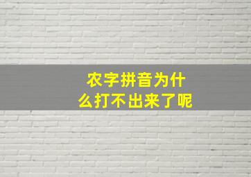 农字拼音为什么打不出来了呢