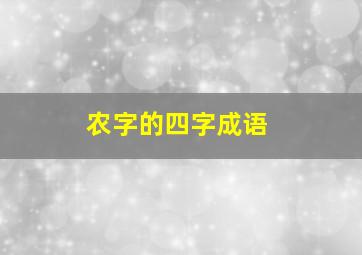 农字的四字成语