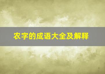 农字的成语大全及解释