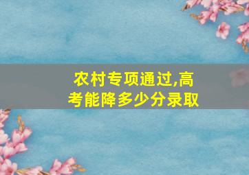 农村专项通过,高考能降多少分录取