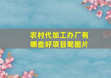 农村代加工办厂有哪些好项目呢图片