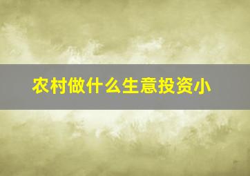 农村做什么生意投资小