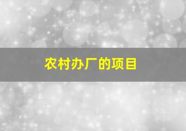 农村办厂的项目