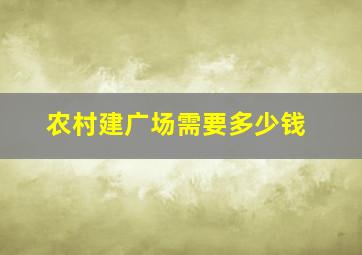 农村建广场需要多少钱