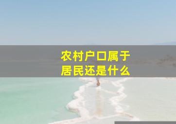 农村户口属于居民还是什么