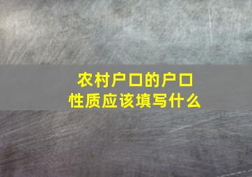 农村户口的户口性质应该填写什么