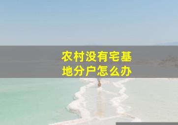 农村没有宅基地分户怎么办