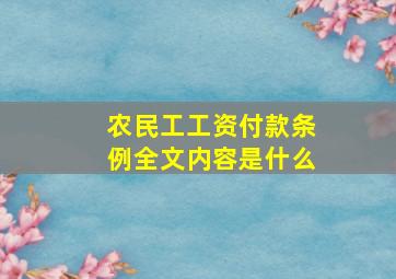 农民工工资付款条例全文内容是什么