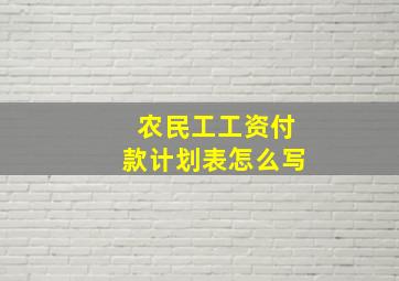 农民工工资付款计划表怎么写