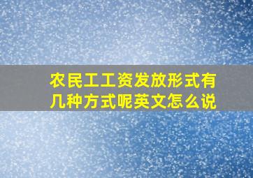 农民工工资发放形式有几种方式呢英文怎么说